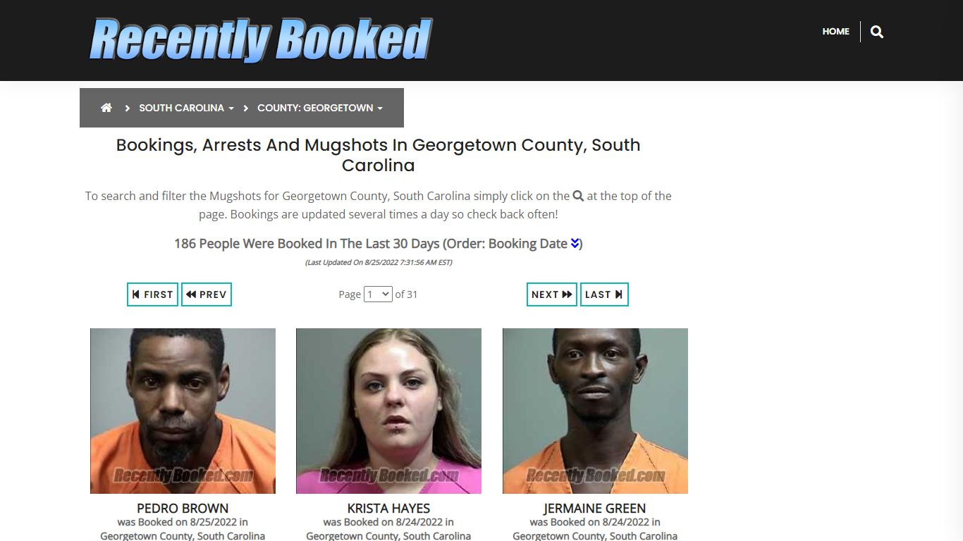 Recent bookings, Arrests, Mugshots in Georgetown County, South Carolina