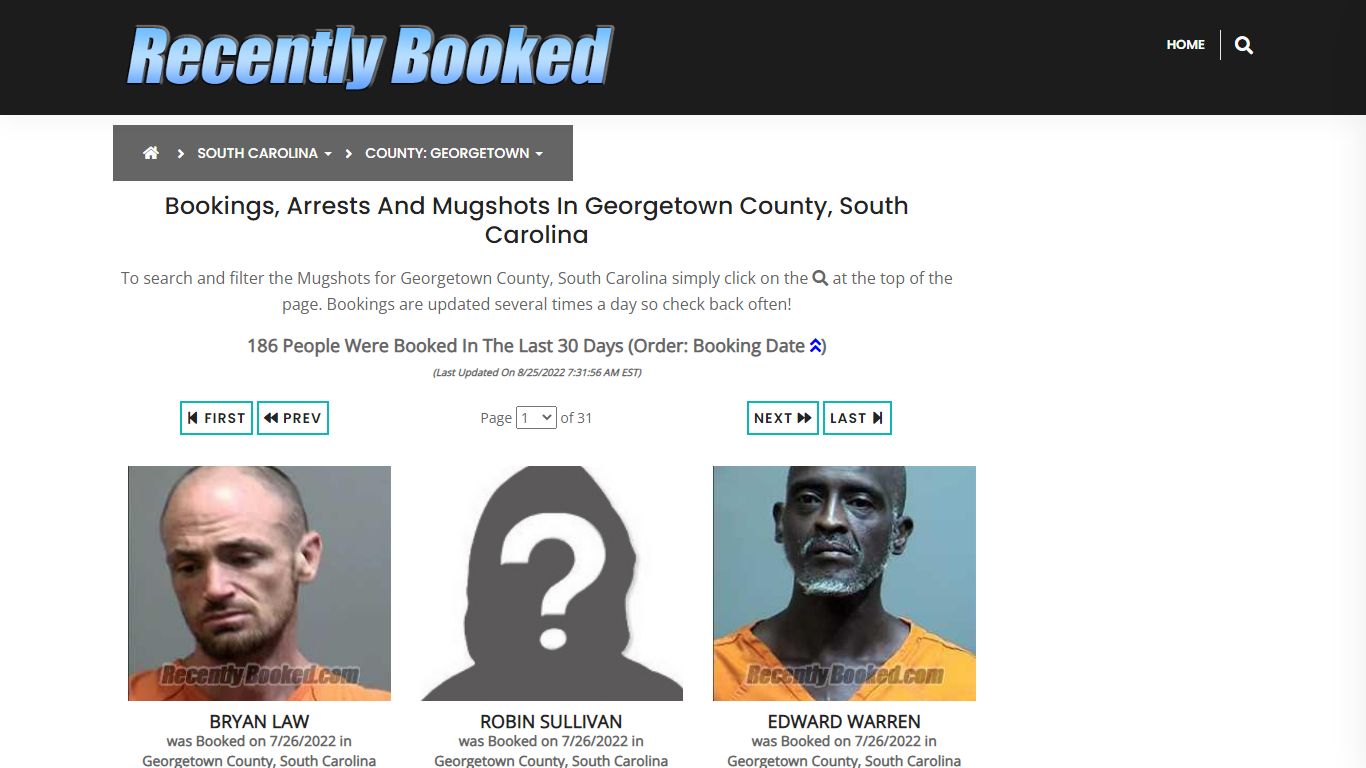 Bookings, Arrests and Mugshots in Georgetown County, South Carolina