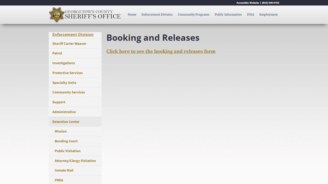 Booking and Releases - GCSheriff.org